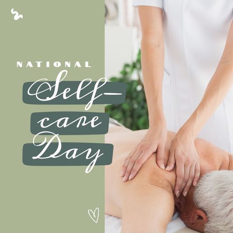 Senior man enjoying massage on national self-care day