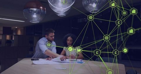 Collaborative financial review with digital network overlay and currency analytics