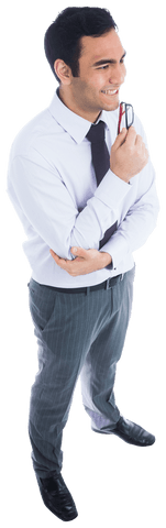 Smiling Hispanic Businessman in Formal Attire on Transparent Background