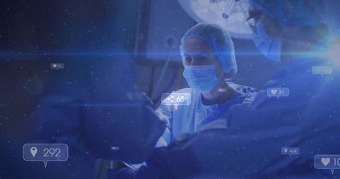 Female Surgeon Performing Surgery with Augmented Reality Overlays in Operating Room