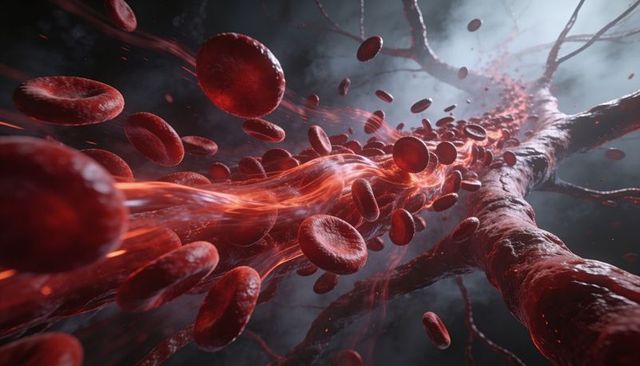 Flowing red blood cells with luminous plasma ribbon through branching microvasculature