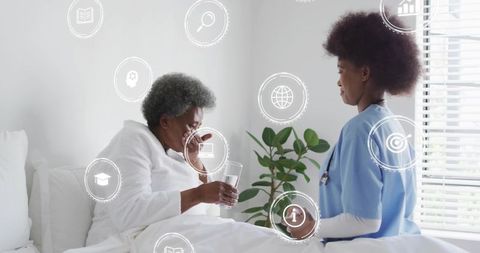 Elderly Care: Senior Patient Assisted by Compassionate Nurse