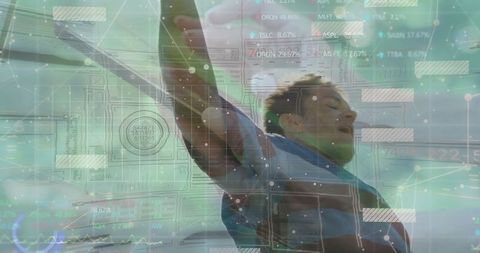 Mixed Reality Athlete with Digital Graphs Innovation Concept