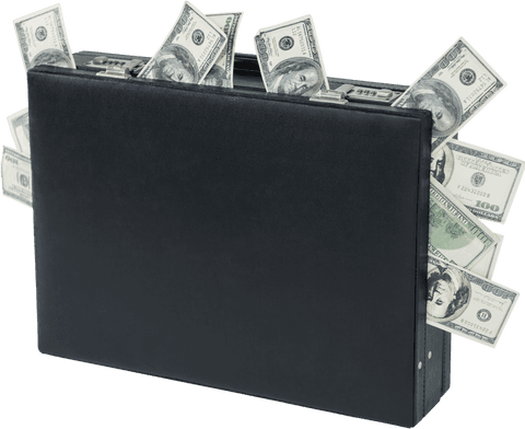 black briefcase overflowing with hundred dollar bills, transparent background - Download Free Stock Videos Pikwizard.com