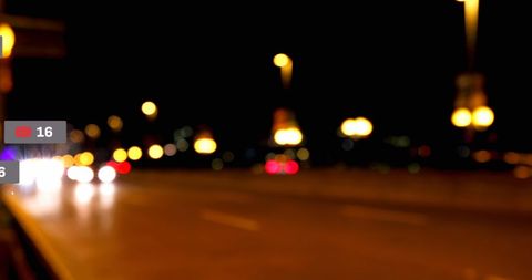 Blurry Street Lights and Social Media Notification Overlay