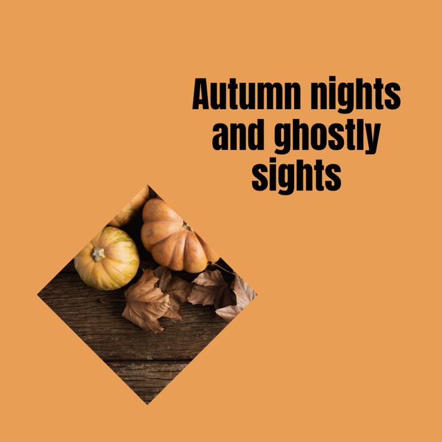 Autumn Nights and Halloween Pumpkin Decorations on Orange Background - Download Free Stock Templates Pikwizard.com