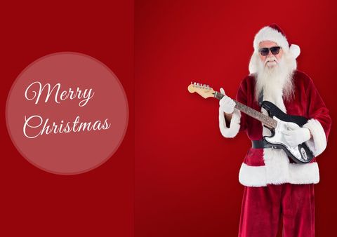 santa claus playing electric guitar for christmas celebration - Download Free Stock Templates Pikwizard.com