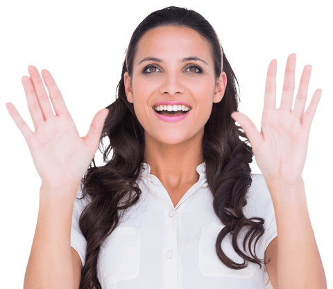 transparent cheerful woman holding hands up - Download Free Stock Videos Pikwizard.com