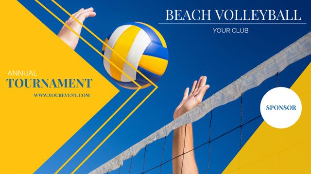 Energetic Promotional Image for Annual Beach Volleyball Tournament - Download Free Stock Templates Pikwizard.com