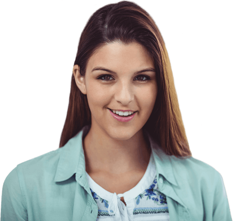 Confident Smiling Woman on Transparent Background Lifestyle Portrait