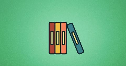 Stylized School Books Icon on Green Background