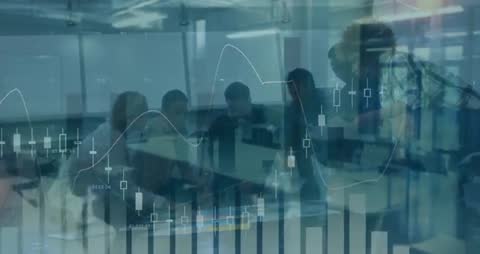 Modern Business Team Analyzing Financial Graphs in Office