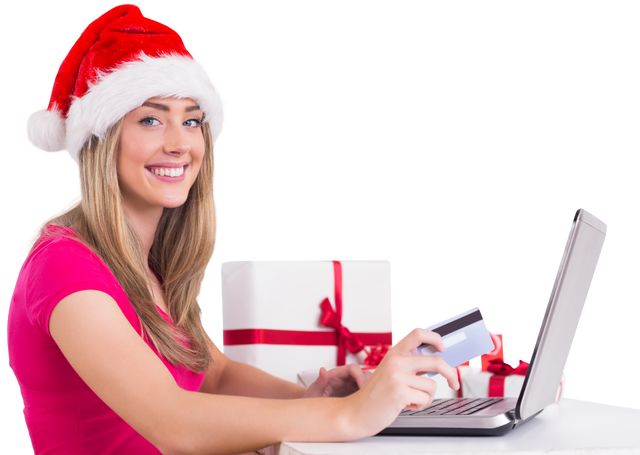 Transparent Background Festive Woman Shopping Online With Laptop Gearing Up for Holidays - Download Free Stock Videos Pikwizard.com