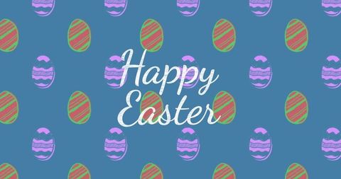 Colorful Easter Eggs Pattern with Happy Easter Text