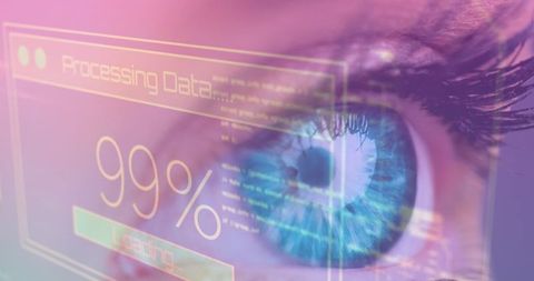 Digital Data Processing Display Over Eye Concept