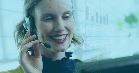 Cheerful Consultant Analyzing Financial Data in Modern Office