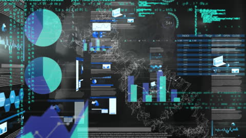 Futuristic Digital Interface with Data Analytics Visuals