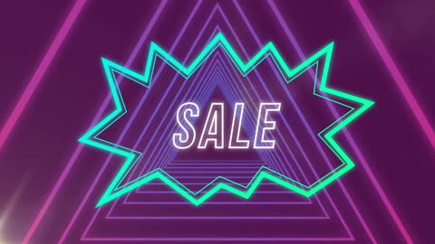 Neon Tunnel with Flashy Sale Promotion Text