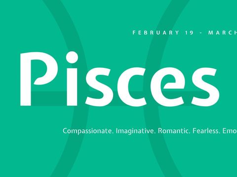pisces zodiac sign typography on teal background - Download Free Stock Templates Pikwizard.com