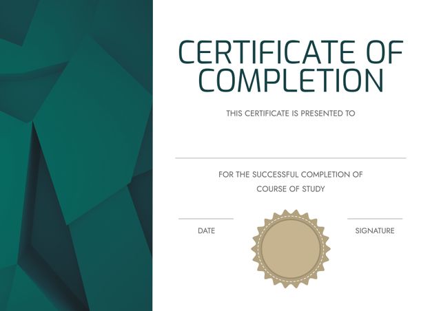 Modern Certificate of Completion Template with Abstract Design - Download Free Stock Templates Pikwizard.com