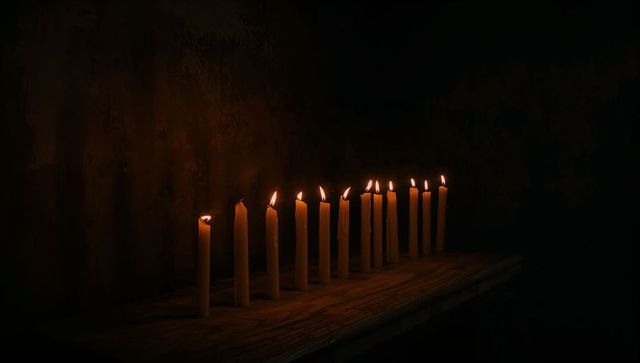 Serene ambient lighting with fifteen flickering taper candles