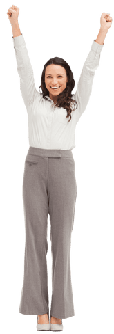 Joyful Businesswoman Celebrating Success Transparent Background