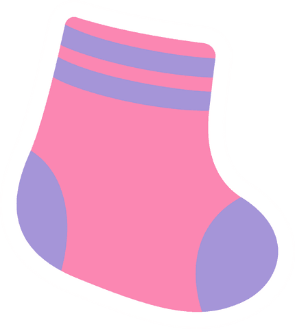 pink cartoon sock illustration with purple details on transparent background - Download Free Stock Videos Pikwizard.com