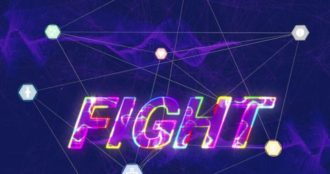 Illuminated Fight Text with Tech-Themed Background - Download Free Stock Images Pikwizard.com