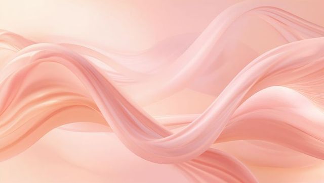 Soft peach silk ribbons flowing abstract background with translucent fabric waves
