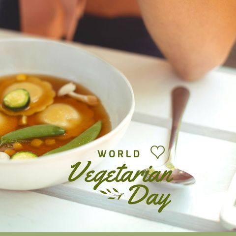 Fresh Vegetarian Soup Celebrating World Vegetarian Day