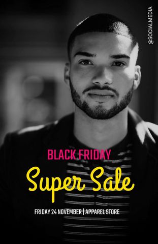 black friday super sale promotional template featuring confident man - Download Free Stock Templates Pikwizard.com