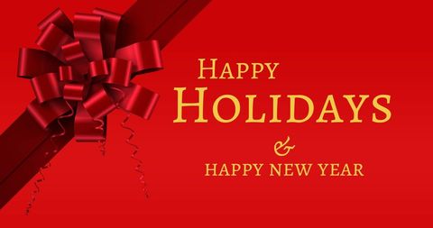 Festive Red Holiday Ribbon with New Year Greetings - Download Free Stock Images Pikwizard.com