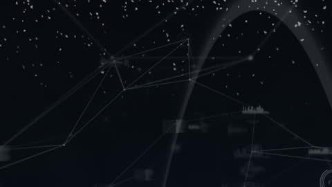 Digital Network with Falling Snow Effect on Black Background