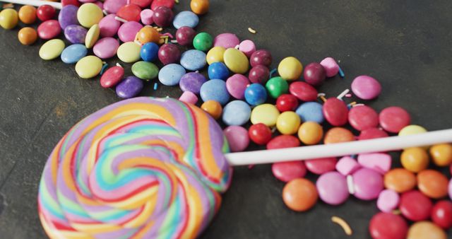 Colorful Assorted Candy and Lollipops on Dark Background - Download Free Stock Images Pikwizard.com