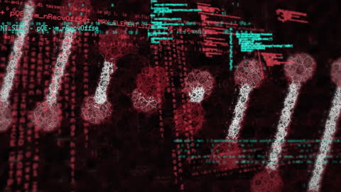 DNA Strands Metabolizing Amidst Animated Data Streams Background