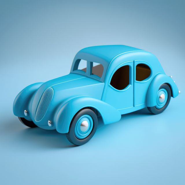 Blue vintage toy car model, suitable for use in advertising nostalgic childhood memories, promoting collectible items, or as a decorative element in marketing materials. Perfect for content related to retro toys, classic cars, and children's playtime.
