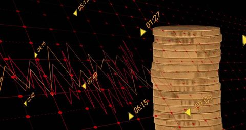 Financial Growth and Data Trends with Stacked Gold Coins