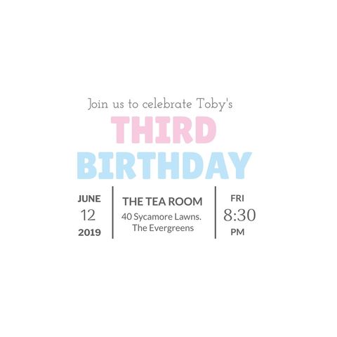 Cute Pastel Birthday Party Invitation Template - Download Free Stock Templates Pikwizard.com
