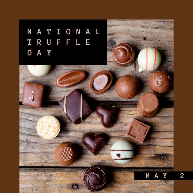 Chocolates on Rustic Wooden Background Celebrating National Truffle Day - Download Free Stock Templates Pikwizard.com