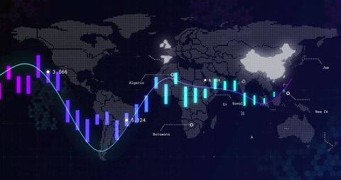 Futuristic Data Visualization on Global Map Interface