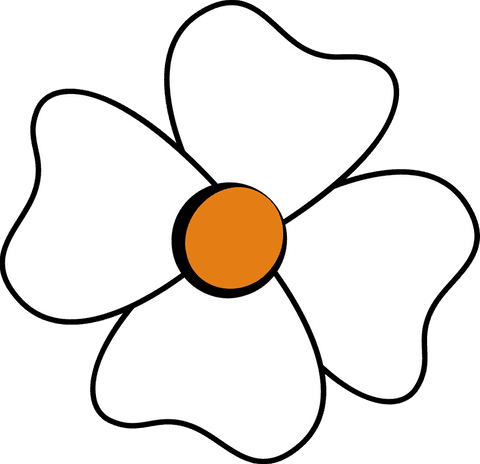 Minimalist five-petal flower icon on transparent background