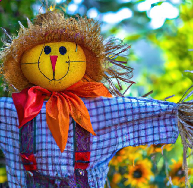 Close up of straw scarecrow with hat over blurred background - Download Free Stock Photos Pikwizard.com