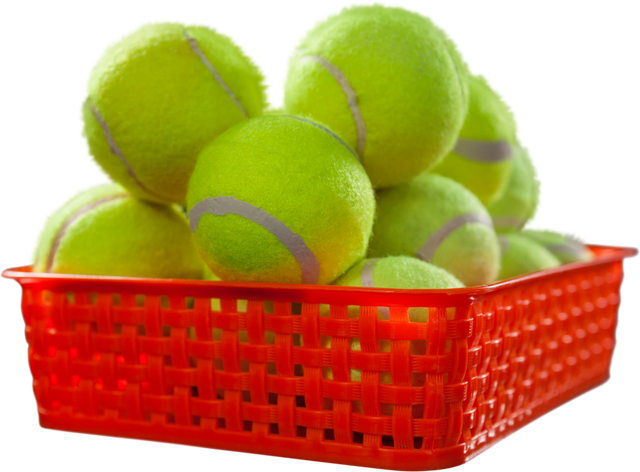 Close-Up of Green Tennis Balls in Red Transparent Basket - Download Free Stock Videos Pikwizard.com