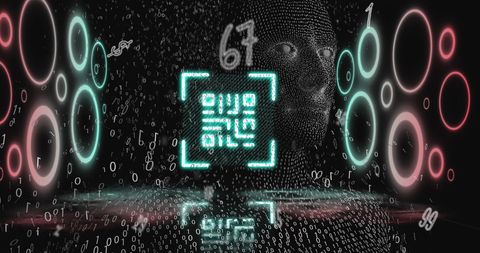 Futuristic Digital Face Recognition with Glowing QR Code - Download Free Stock Images Pikwizard.com