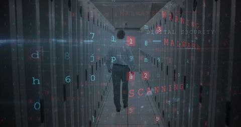 Cybersecurity Alert Concept with Hacker in Server Room Highlighting Risk - Download Free Stock Images Pikwizard.com