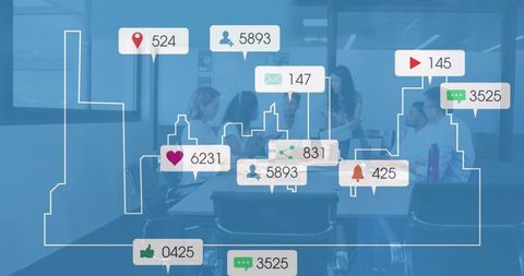 Diverse Business Team Engaging with Social Media Insights