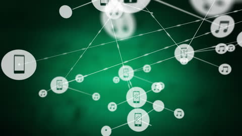 Digital Network Connections on Green Backdrop