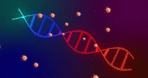 Futuristic dna and virus concept in vibrant digital art