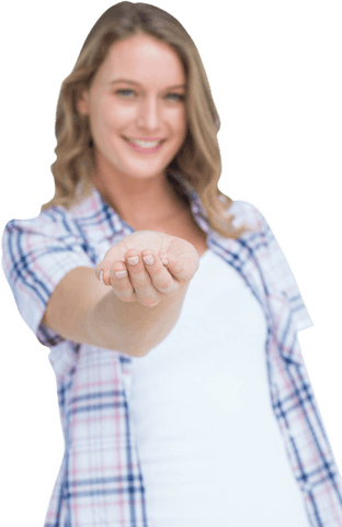 transparent woman reaching hand forward in welcoming gesture - Download Free Stock Videos Pikwizard.com