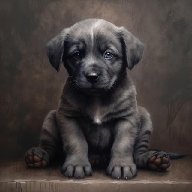 Portrait of cute grey puppy with blue eyes sitting, created using generative ai technology - Download Free Stock Photos Pikwizard.com